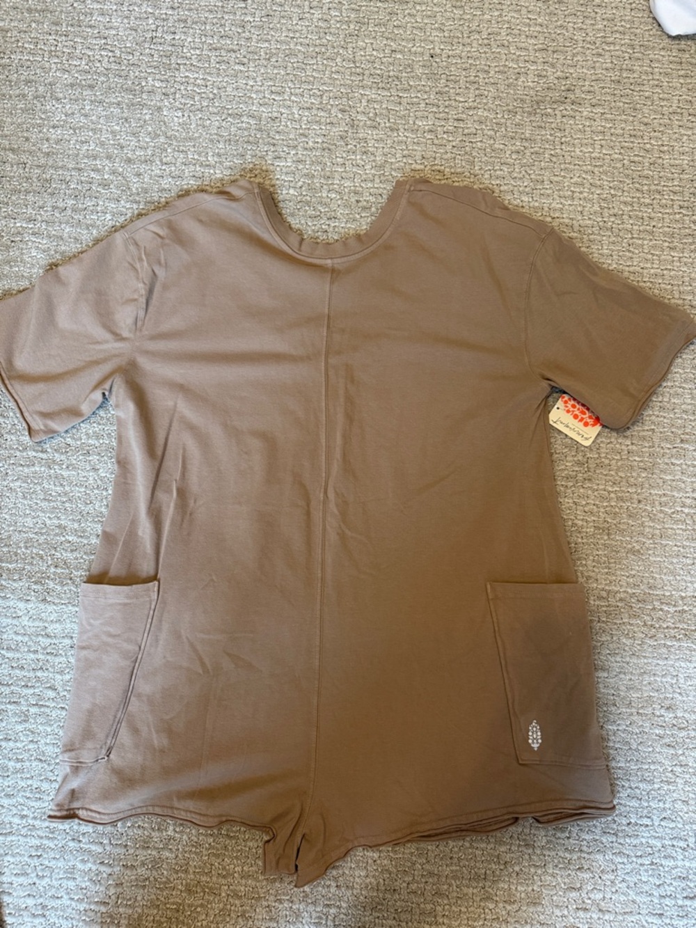 Free People Brown Short-Sleeve Romper